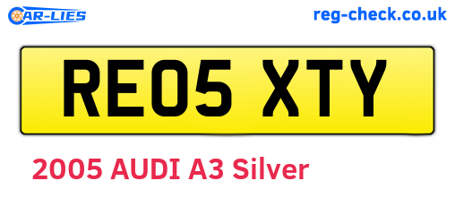 RE05XTY are the vehicle registration plates.