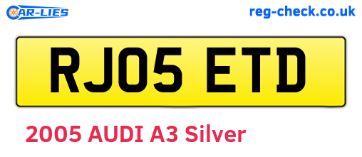 RJ05ETD are the vehicle registration plates.