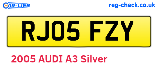 RJ05FZY are the vehicle registration plates.