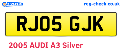 RJ05GJK are the vehicle registration plates.