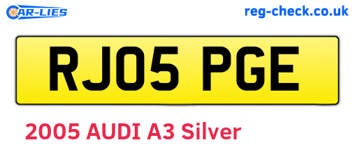 RJ05PGE are the vehicle registration plates.