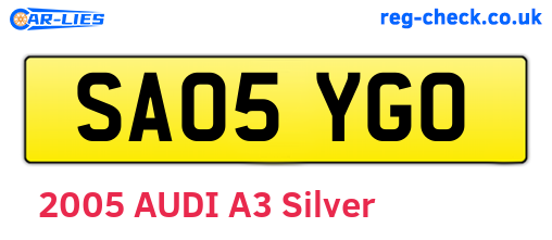 SA05YGO are the vehicle registration plates.