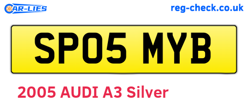 SP05MYB are the vehicle registration plates.