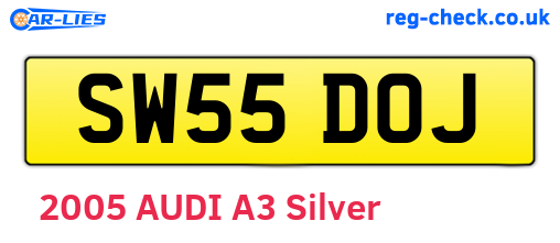 SW55DOJ are the vehicle registration plates.