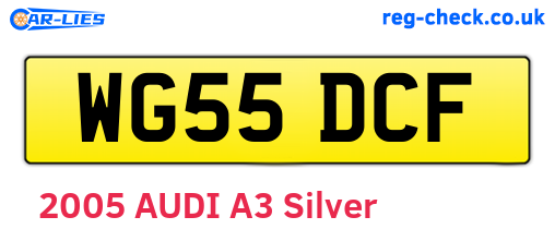 WG55DCF are the vehicle registration plates.
