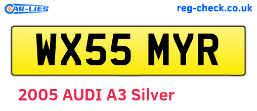 WX55MYR are the vehicle registration plates.