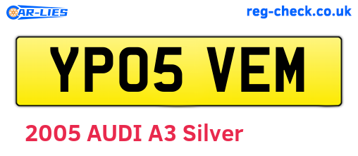 YP05VEM are the vehicle registration plates.