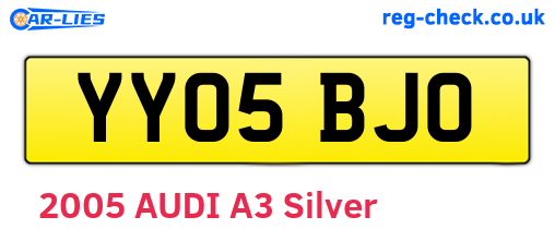 YY05BJO are the vehicle registration plates.