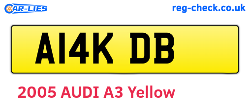 A14KDB are the vehicle registration plates.