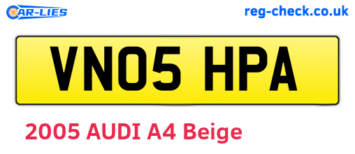 VN05HPA are the vehicle registration plates.