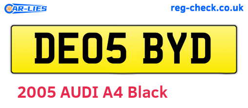 DE05BYD are the vehicle registration plates.