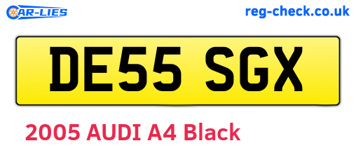 DE55SGX are the vehicle registration plates.