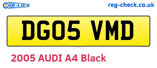 DG05VMD are the vehicle registration plates.