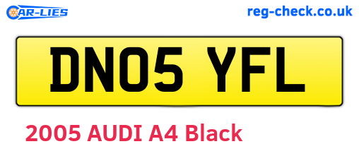 DN05YFL are the vehicle registration plates.