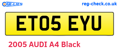 ET05EYU are the vehicle registration plates.