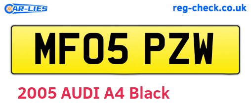 MF05PZW are the vehicle registration plates.