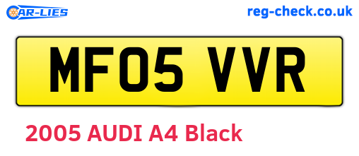 MF05VVR are the vehicle registration plates.