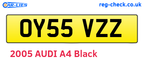 OY55VZZ are the vehicle registration plates.