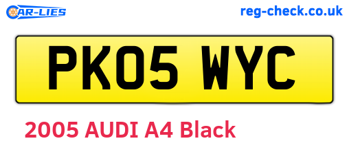 PK05WYC are the vehicle registration plates.