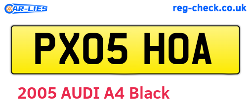 PX05HOA are the vehicle registration plates.