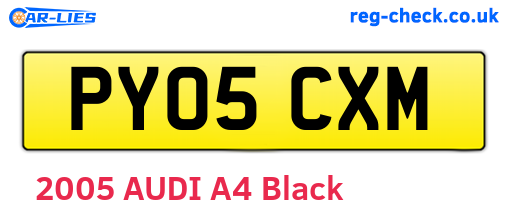 PY05CXM are the vehicle registration plates.