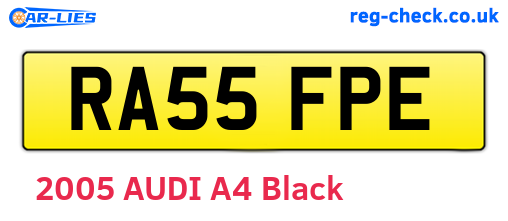 RA55FPE are the vehicle registration plates.