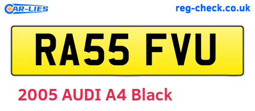 RA55FVU are the vehicle registration plates.