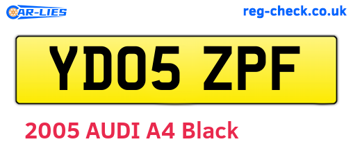 YD05ZPF are the vehicle registration plates.