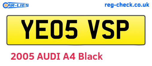 YE05VSP are the vehicle registration plates.