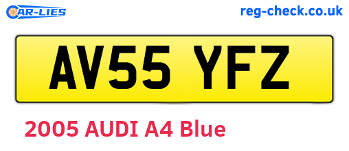 AV55YFZ are the vehicle registration plates.