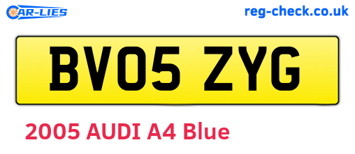 BV05ZYG are the vehicle registration plates.