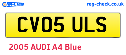 CV05ULS are the vehicle registration plates.