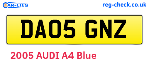 DA05GNZ are the vehicle registration plates.