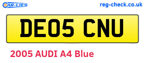 DE05CNU are the vehicle registration plates.