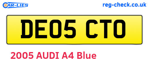 DE05CTO are the vehicle registration plates.