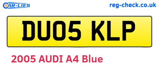 DU05KLP are the vehicle registration plates.