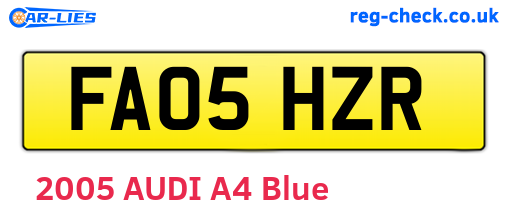 FA05HZR are the vehicle registration plates.