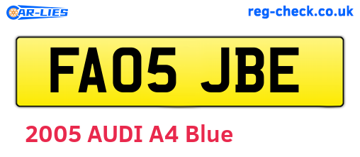 FA05JBE are the vehicle registration plates.