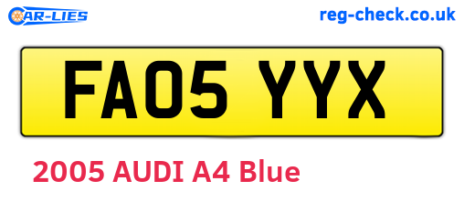 FA05YYX are the vehicle registration plates.