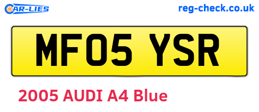 MF05YSR are the vehicle registration plates.