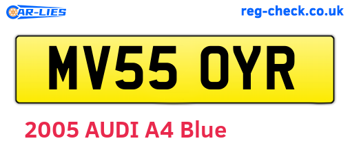 MV55OYR are the vehicle registration plates.