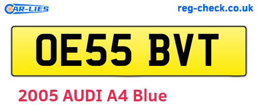 OE55BVT are the vehicle registration plates.