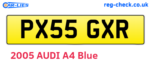 PX55GXR are the vehicle registration plates.