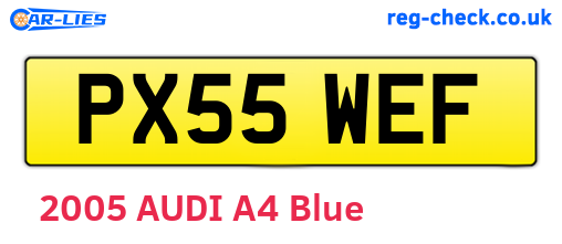 PX55WEF are the vehicle registration plates.