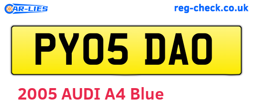PY05DAO are the vehicle registration plates.