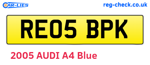 RE05BPK are the vehicle registration plates.