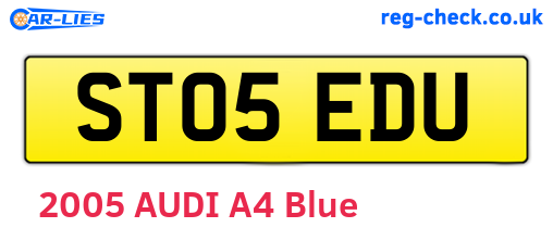 ST05EDU are the vehicle registration plates.