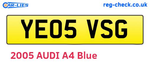 YE05VSG are the vehicle registration plates.