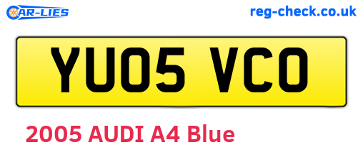YU05VCO are the vehicle registration plates.