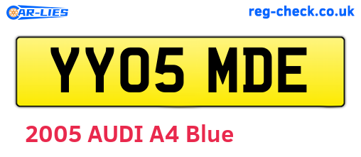 YY05MDE are the vehicle registration plates.